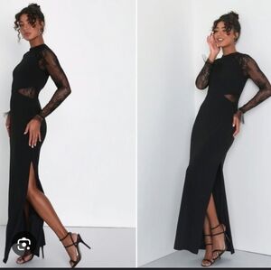Lulu's Black Long Sleeve Lace Dress